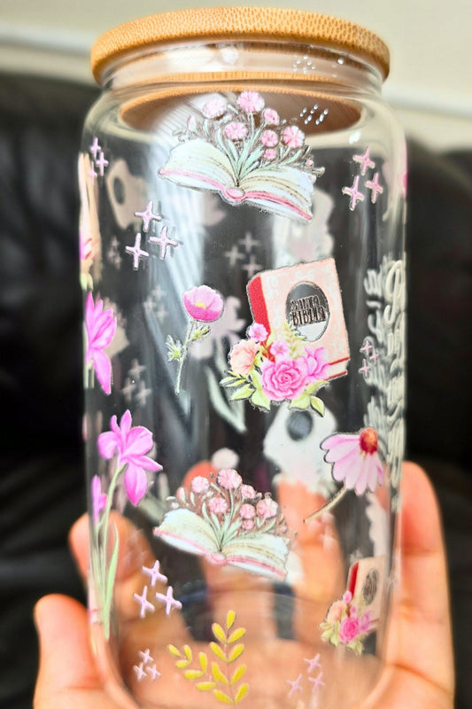 La Palabra de Dios tiene Poder-- Glass Tumbler with Inspirational Bible Verse | Clear Reusable Cup with Lid & Straw