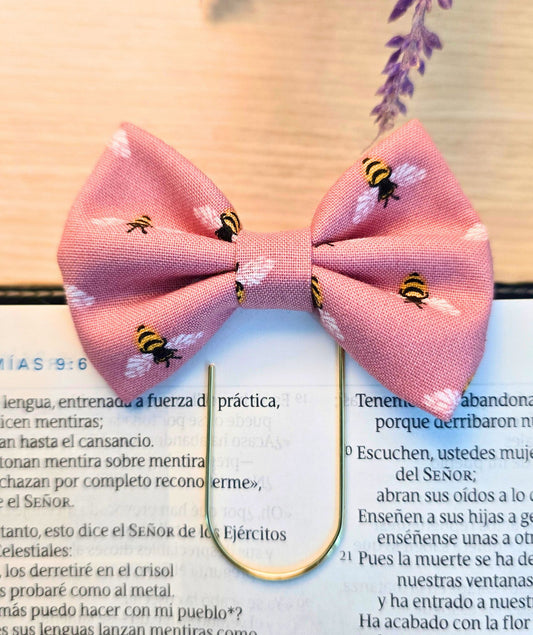 Bow Clip Rosa con Abejitas – Marcapáginas para Biblia y Planner | Accesorio Devocional Femenino